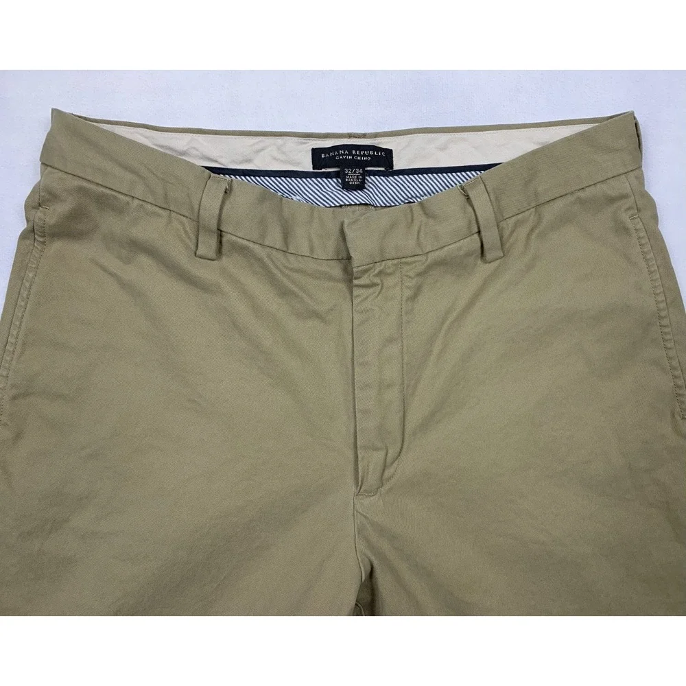 Banana Republic Gavin Chino‎ Pants Mens 32x34 Khaki Straight Casual Cotton